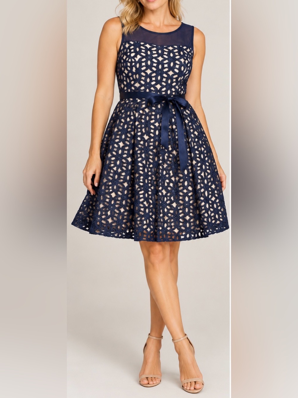 Speechless Navy Floral Lace A-Line Dress